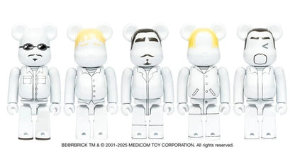 Reference promotional image showing the five Backstreet Boys 100% BE@RBRICK designs; not a photo of the actual figures removed from the box